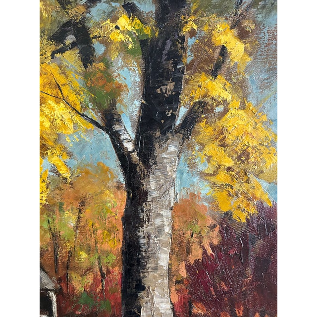 1960s Vintage Impressionist Framed Fall Landscape Oil Painting For Sale - Image 5 of 9