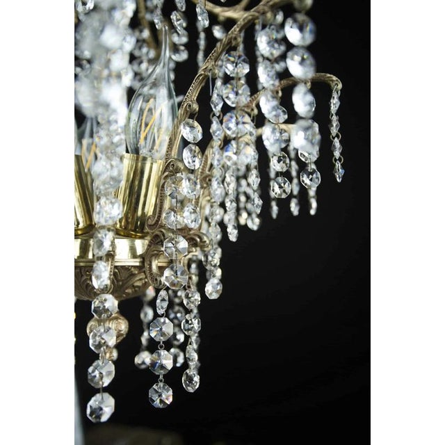 Brass Chandelier with Crystal Trimmings For Sale - Image 6 of 9