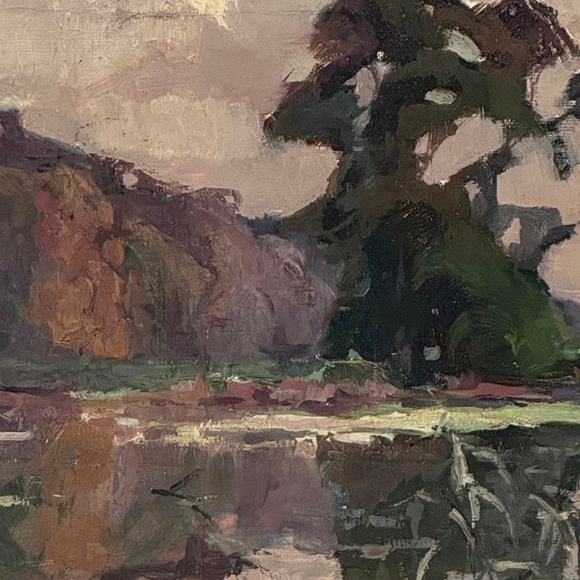 Framed Oil Painting on Canvas by Jean Stevan (1896-1962) 'The Pond in Autumn' For Sale - Image 11 of 15