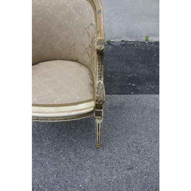 Beige Early 20th Century French Louis XVI Style Hand Painted Carved Chair, New Upholstery For Sale - Image 8 of 9