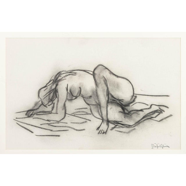 Manfred Schwartz (American, born Poland, 1909-1970), Nude Woman Study, Charcoal on Paper, artist's signature stamp lower...