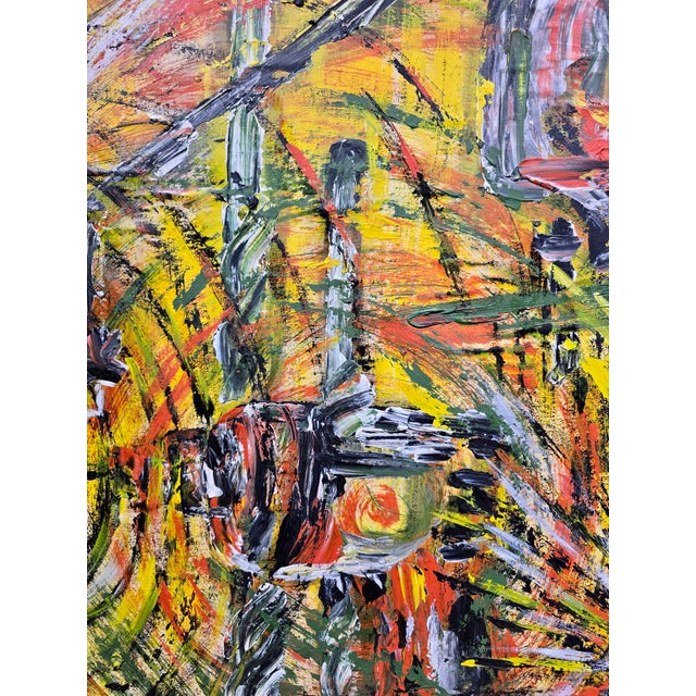 Canary Yellow Paul Brach -1956 Abstract Vortex Composition - Oil Painting For Sale - Image 8 of 11