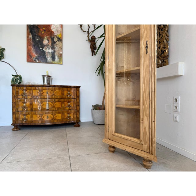 Wood Corner Display Cabinet in Natural Wood and Softwood For Sale - Image 7 of 11