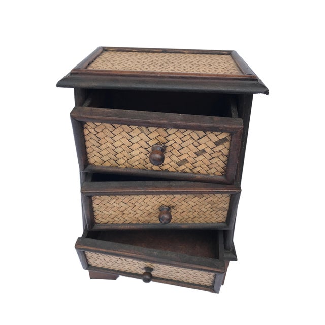 Wooden Box Drawers Treasure Chest Case Indonesia Jewelry Trinket