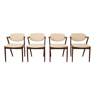Vintage Rosewood Model 42 Dining Chairs from Kai Kristiansen, 1950s, Set of 4 For Sale