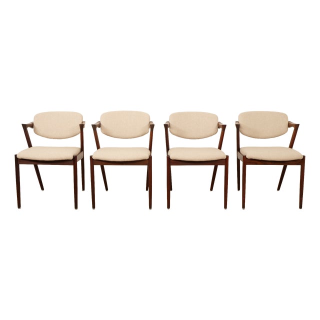 Vintage Rosewood Model 42 Dining Chairs from Kai Kristiansen, 1950s, Set of 4 For Sale