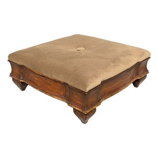 Huge Mahogany Giltwood & Mohair Cocktail Ottoman Footstool For Sale
