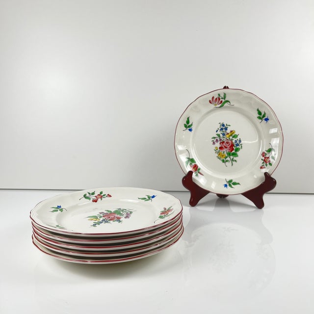KG Luneville Dessert Plates with Réverbère Pattern, 1950s, Set of 6 For Sale - Image 6 of 8