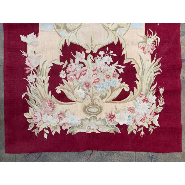 Early 21st Century Vintage French Fine Aubusson Style Floral Garland Runner - Circa 2000s For Sale - Image 5 of 8