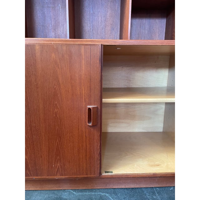 Mid-Century Modern 1960s Danish Teak 2 Piece Cabinet With Shelves For Sale - Image 3 of 6