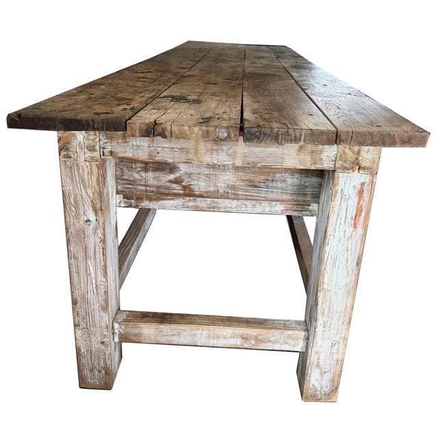 Exceptional 9 Ft Antique French Primitive 2-Drawer Work Table For Sale In Denver - Image 6 of 16