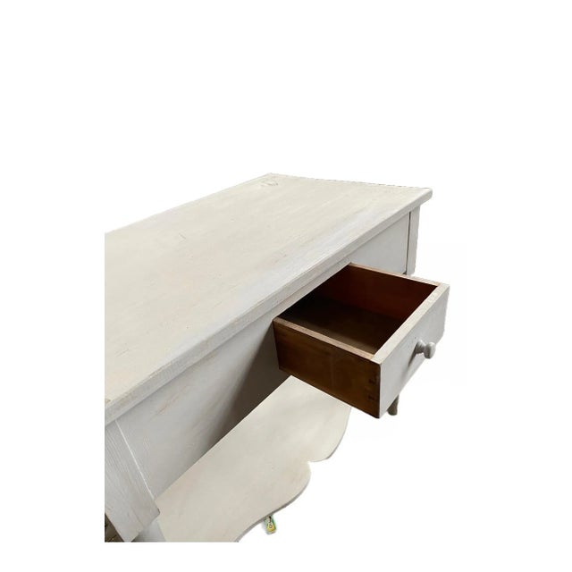 Traditional Vintage White Painted Bamboo Table For Sale - Image 3 of 4