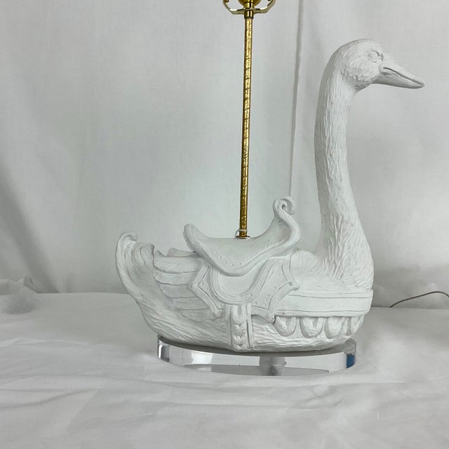 Vintage 1960's Plaster Carousel Goose Lamps For Sale - Image 11 of 14