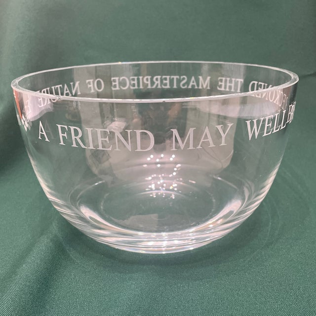 The Ralph Waldo Emerson Friendship Bowl is an elegant 8.5" hand-blown glass bowl in a round shape, perfect for displaying...