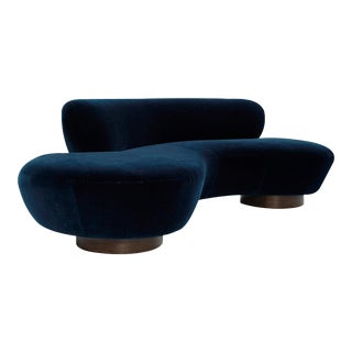 Mohair Cloud Sofa on Walnut Bases by Vladimir Kagan for Directional For Sale