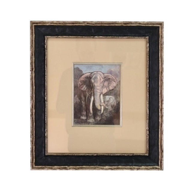 Paul Jouvé, Art Deco Elephants, 20th Century, Print, Framed For Sale - Image 4 of 4
