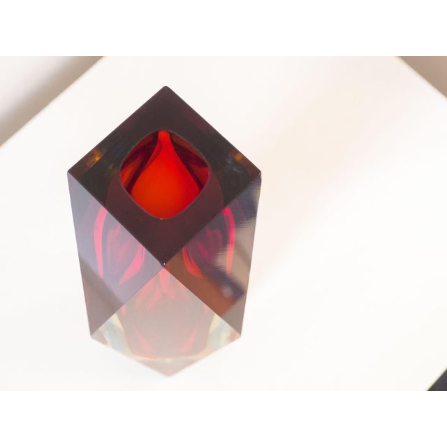 Large Murano Sommerso Facet Cut Glass Vase For Sale - Image 5 of 8