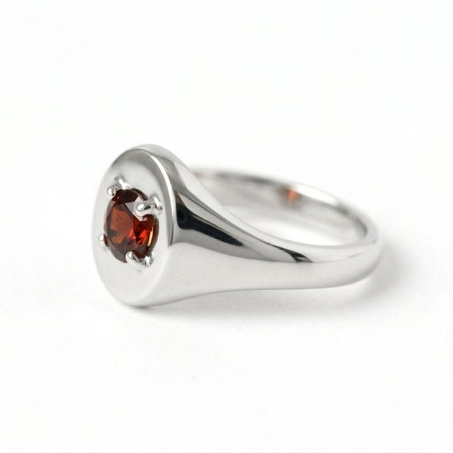 Not Yet Made - Made To Order Garnet Signet Gemstone Ring, 925 Silver Unisex Handmade Ring Us 7 For Sale - Image 5 of 5