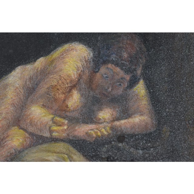 Vintage 1924 Marcel Gromaire Mixed Media Chalk Pastel and Gouache Nudes Portrait Painting For Sale - Image 9 of 12