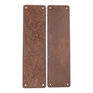 Pair of Vintage 10 In. Steel Commercial Door Push Plates For Sale