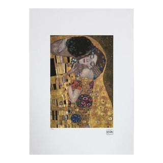 After Gustav Klimt, "The Kiss" Large Limited Lithograph For Sale