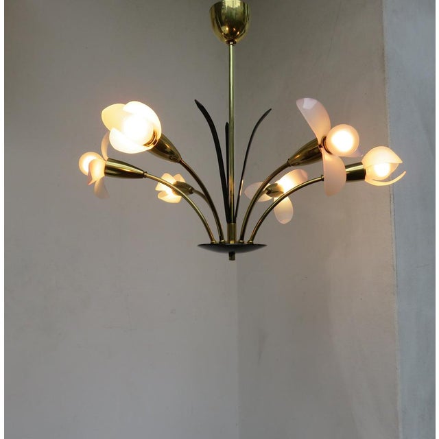 Floral Ceiling Lamp with Acrylic Glass Flowers, 1950s For Sale - Image 4 of 18