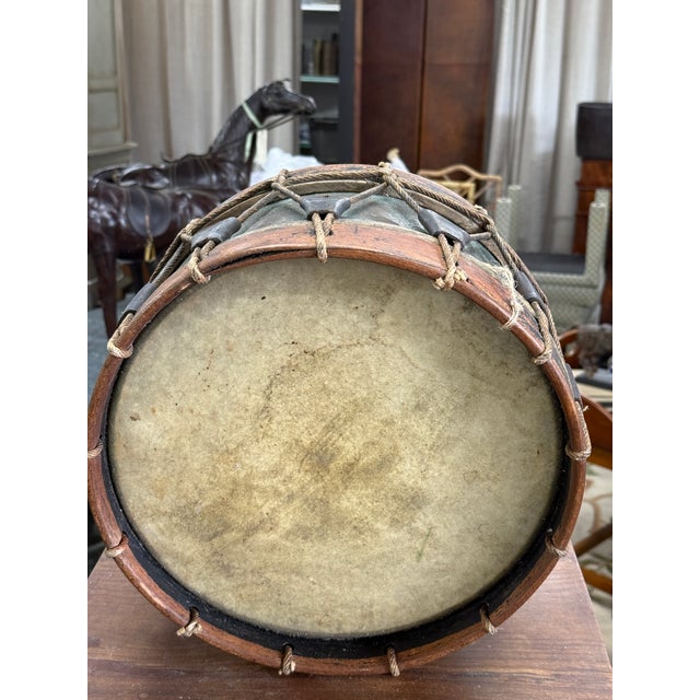 A wonderfully authentic antique rope-tension snare drum, likely European and dating to the late 19th to early 20th...