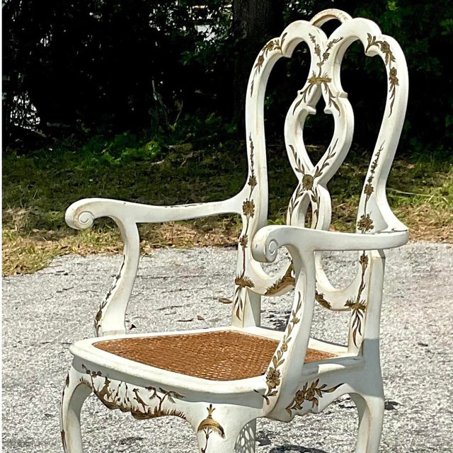 Vintage Regency Chinoiserie Chippendale Arm Chair For Sale - Image 13 of 13