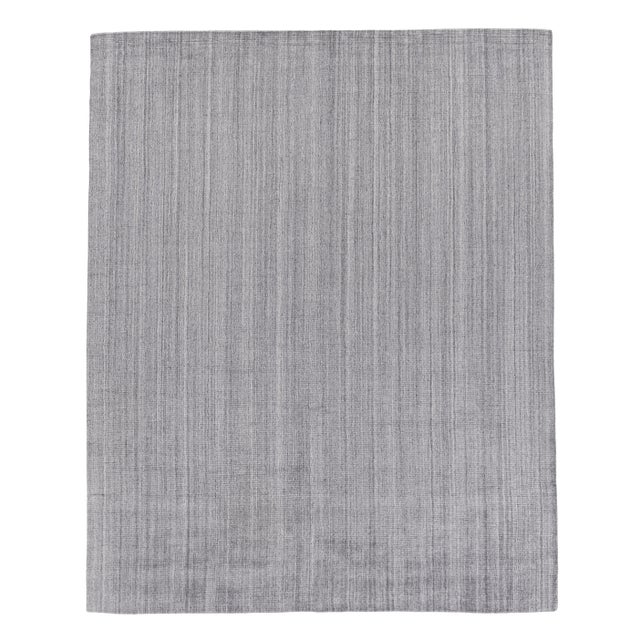 Hamm Hand loom Wool/Viscose Charcoal Rug-10'x14" For Sale