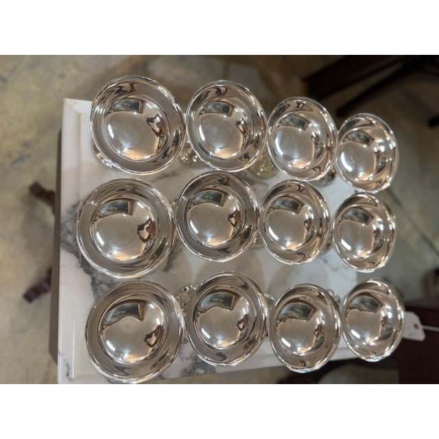Metal Mid 20th Century Silver Plate Coupes Set of 12 For Sale - Image 7 of 9