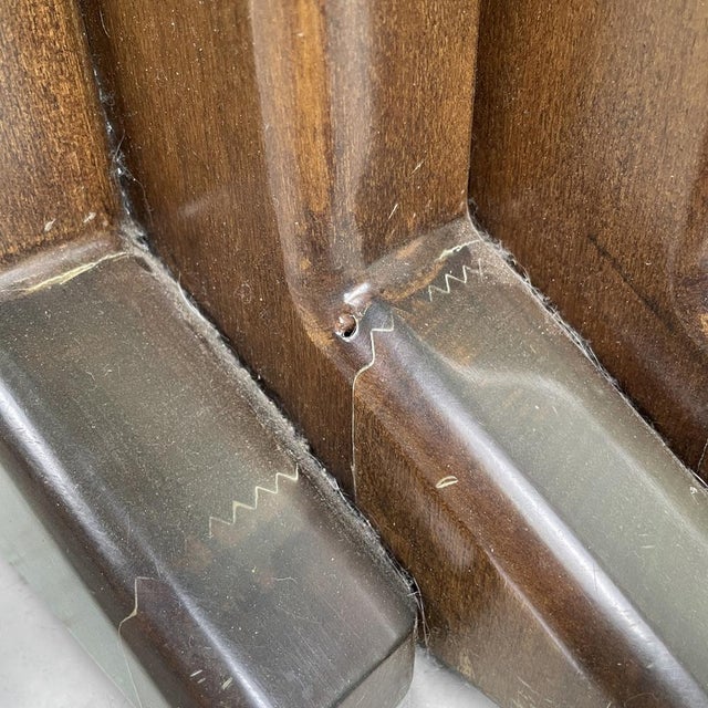 Italian Modern Wooden Coffee Table with Geometrical Base and Glass Top, 1970s For Sale - Image 18 of 18