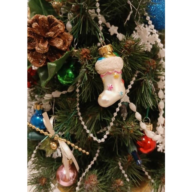 Whimsical Victorian Mini Christmas Tree 19” Tabletop Lights Ornaments Gold Pot For Sale - Image 9 of 17