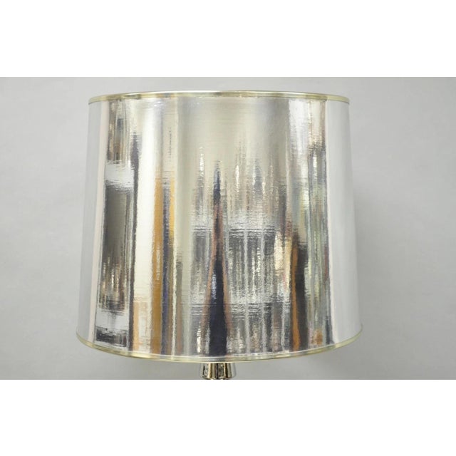 Silver Vintage Italian Mid Century Modern Tall Sculptural Silver Ceramic Table Lamp For Sale - Image 8 of 18
