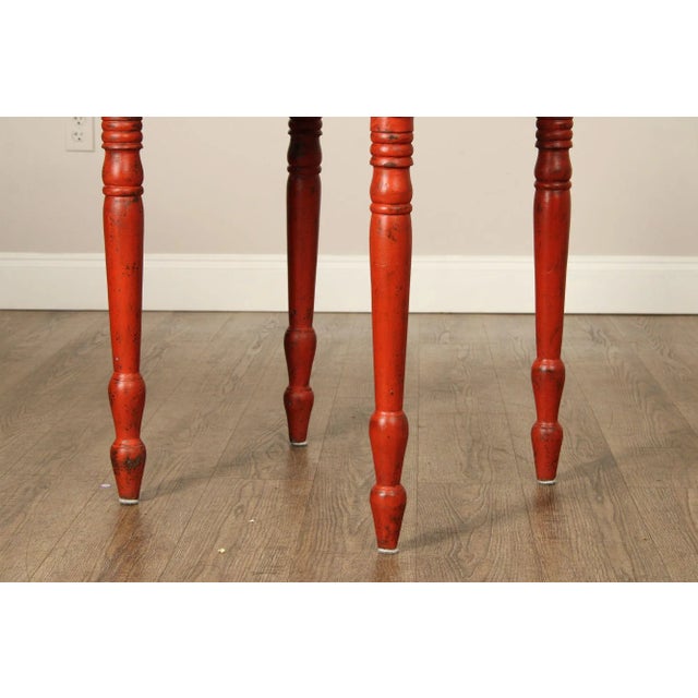 Red Antique Sheraton Painted Checker Board Top Side Table For Sale - Image 8 of 12