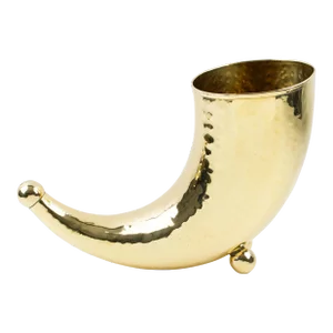 Modernist Brass Horn of Plenty Wine Champagne Cooler Bottle Holder Vase