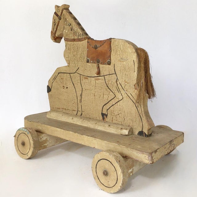 Antique Wood Horse Pull Toy For Sale - Image 4 of 7