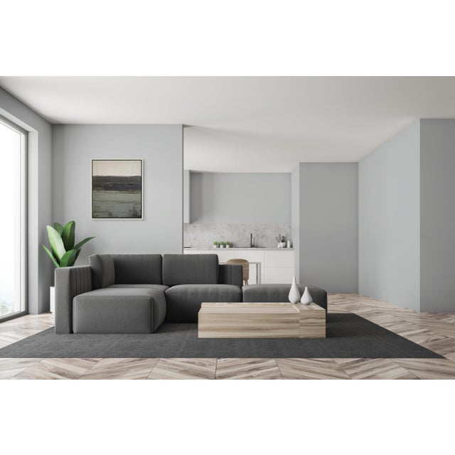 Contemporary Framed Abstract Minimalist Seascape / Landscape Oil Painting / Neutral Color Palette / Color Field For Sale - Image 3 of 12