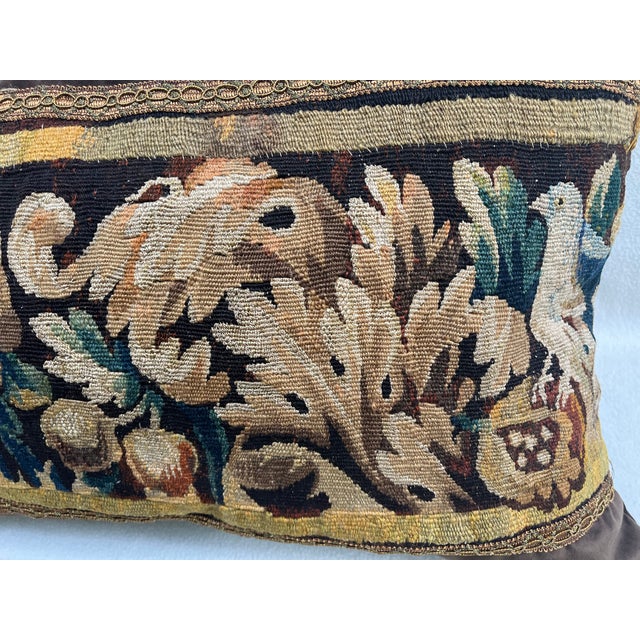 Mid 19th Century Pillow With Antique Tapestry and 2 Birds For Sale - Image 5 of 7