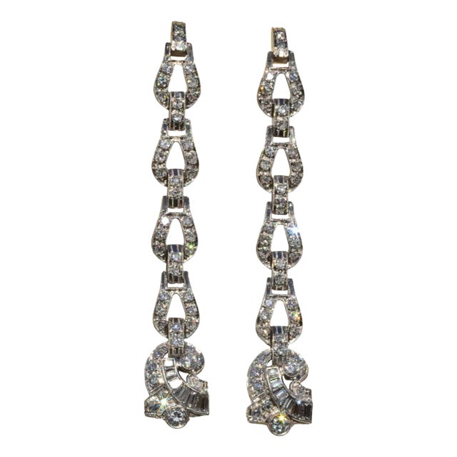 The Daenerys: Antique Platinum & Diamond Dangler Earrings, 2 Pieces For Sale