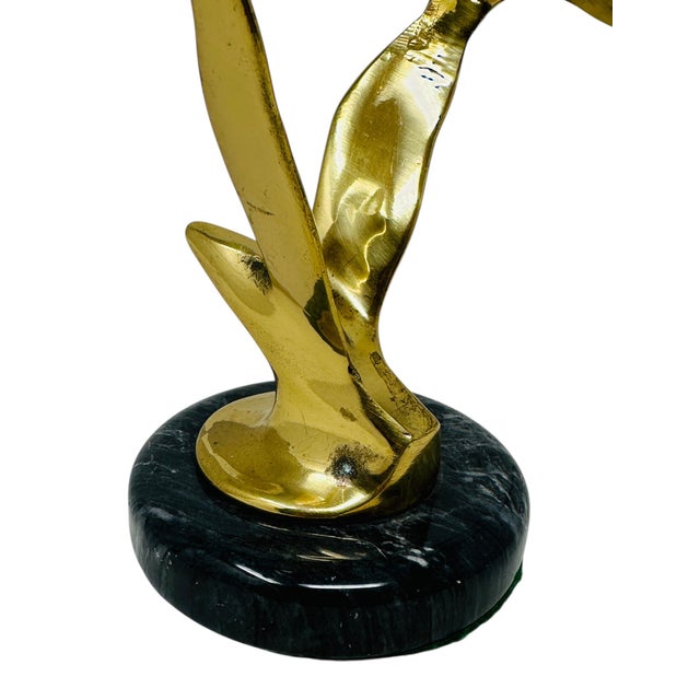 Mid-Century Modern Brass and Marble "Birds in Flight" Table Sculpture, Attributed to C. Jeré For Sale - Image 10 of 12
