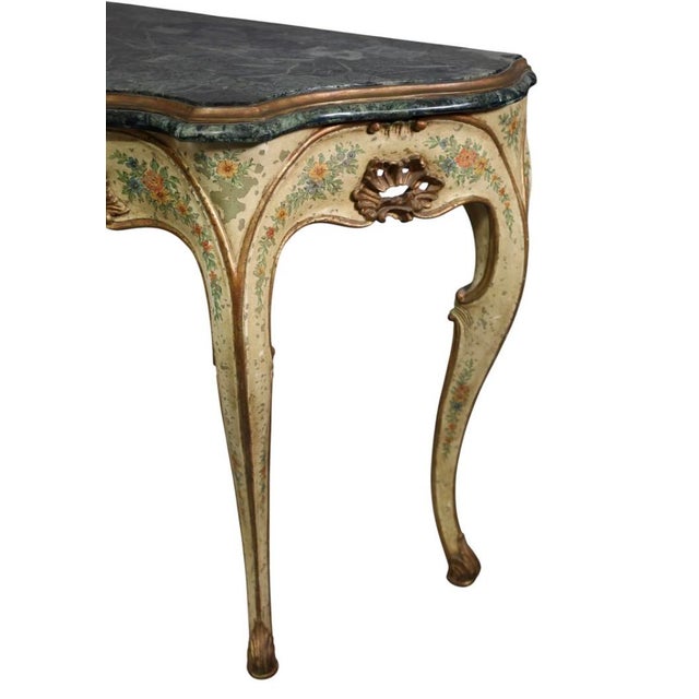 Pair of Antique Italian Trompe l'Oeil Faux Marble Painted Console Tables.