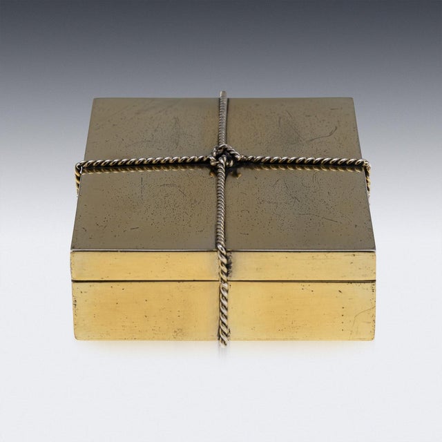Vintage 20th Century Italian Gilt Silver Cigar Box from Tiffany & Co, 1960s For Sale - Image 6 of 17