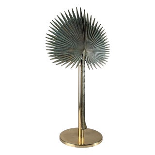 Fan Palm Bronze and Brass Table Lamp from Valenti, 1970s For Sale