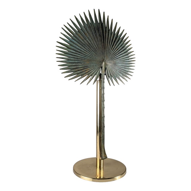 Fan Palm Bronze and Brass Table Lamp from Valenti, 1970s For Sale