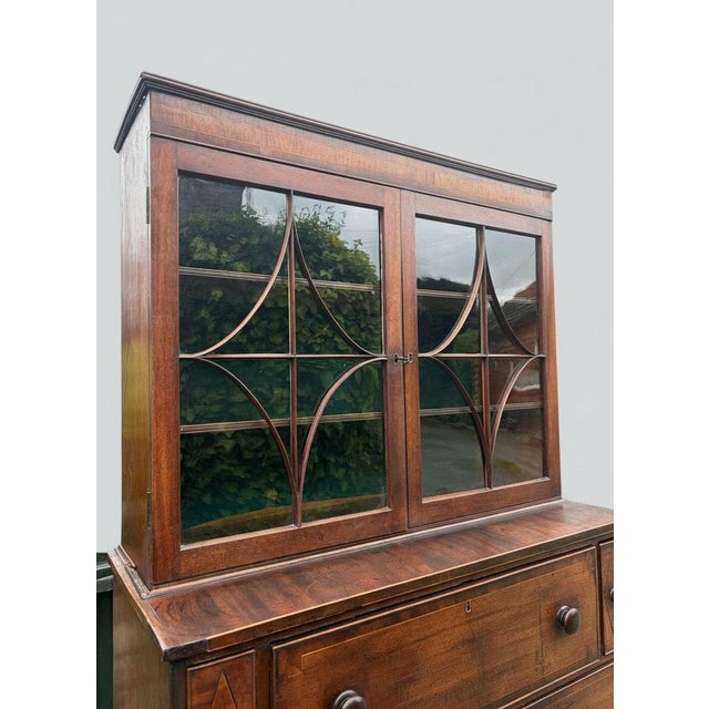 British Georgian Mahogany Inlaid Secretaire Bookcase, 18th Century For Sale - Image 5 of 18