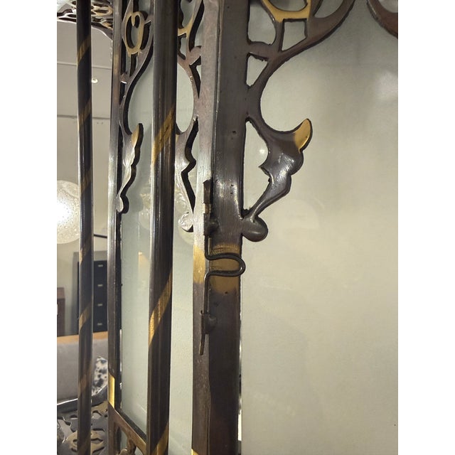 Vintage Moorish Octagonal Metal + Glass Lantern For Sale - Image 12 of 12