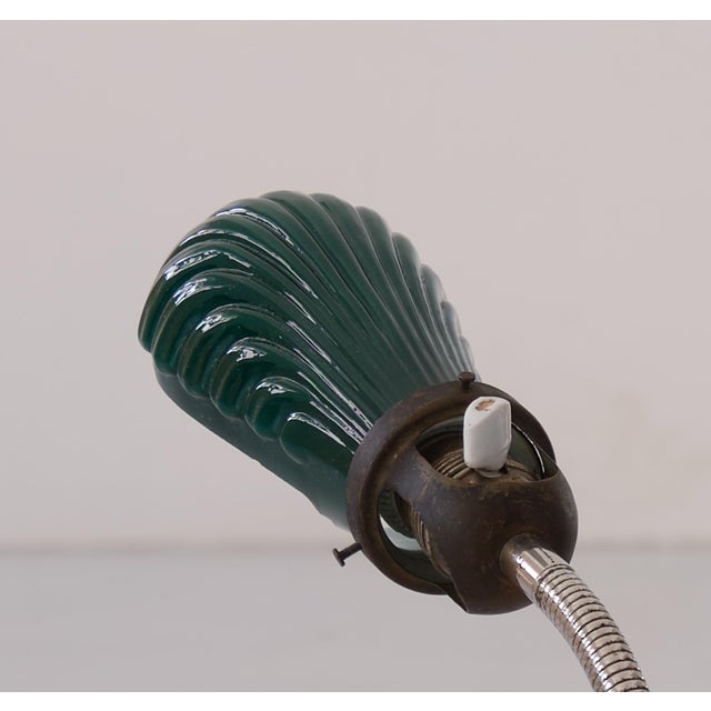 Mid-Century Modern Italian Table Lamp with Light Green Glass Shade, 1950s For Sale - Image 3 of 6