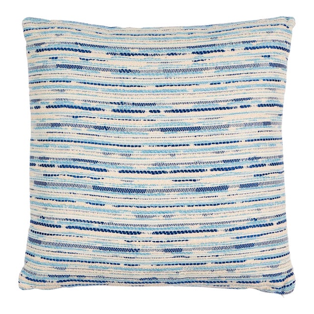 Schumacher Tomori Indoor/Outdoor 18" Pillow in Blue For Sale