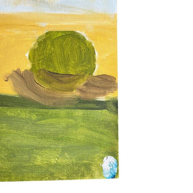 Mid-Century Modern Vintage Green and Yellow Expressionist Still Life Painting on Canvas - Unsigned For Sale - Image 3 of 8