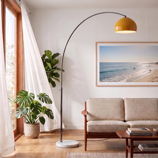 The Half Dome Arc Lamp is a Modern arc lamp with a Black Nickel frame, designed by Peter Morelli in 1960. This striking...